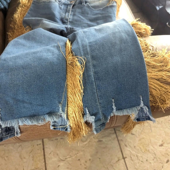 COWGIRL JEANS WITH TAN FRINGES IN A SIZE 6 - Picture 5 of 9